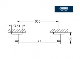 MEDIDAS TOALLERO LAVABO 60cm ESSENTIALS GROHE